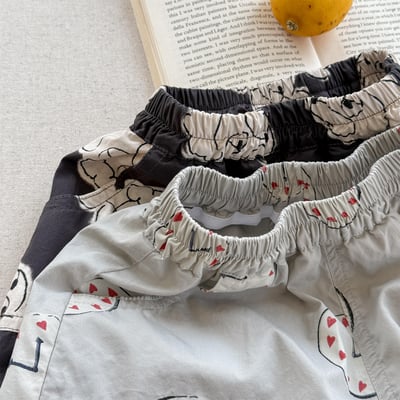 韓系童趣滿版塗鴉布短褲3