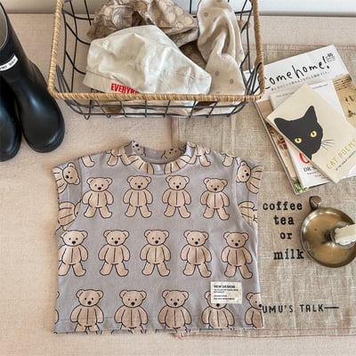 *門市熱銷*韓版高磅數滿版小熊落肩上衣9