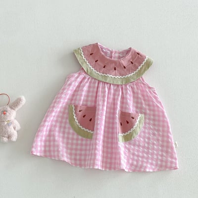 推 ♡ 可愛西瓜領格子姊妹裝14