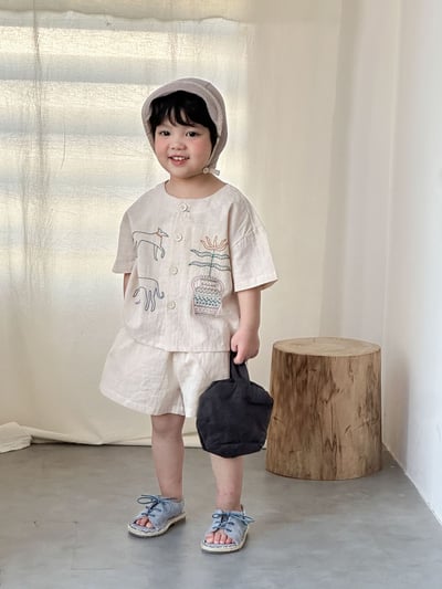 民俗風刺繡棉麻手足套裝10