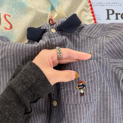 韓系棒球小熊跳色領襯衫9