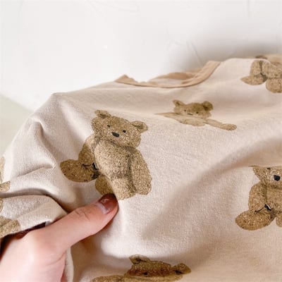 韓系滿版泰迪熊滾邊套裝7