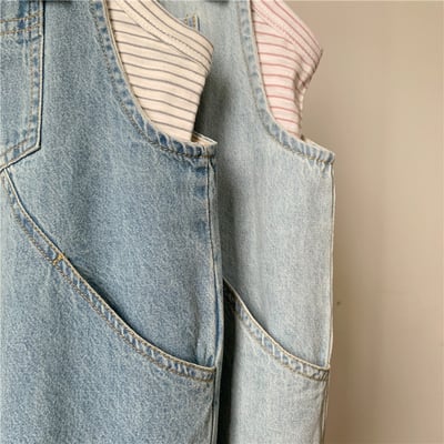 推 ♡ 日系復古寬鬆牛仔吊帶褲6