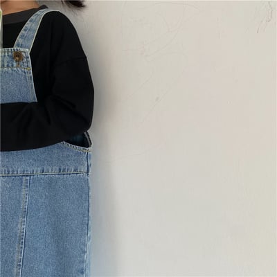 韓系小眾版型牛仔吊帶褲7