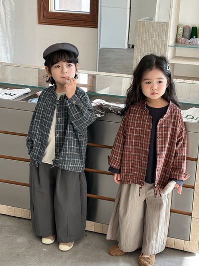 日系格子抽繩襯衫外套8