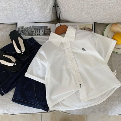 經典小刺繡素色襯衫4