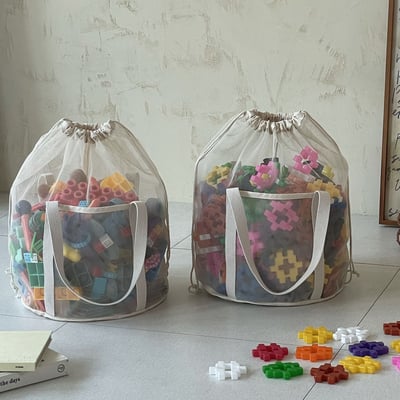 韓系網眼抽繩束口玩具收納袋1