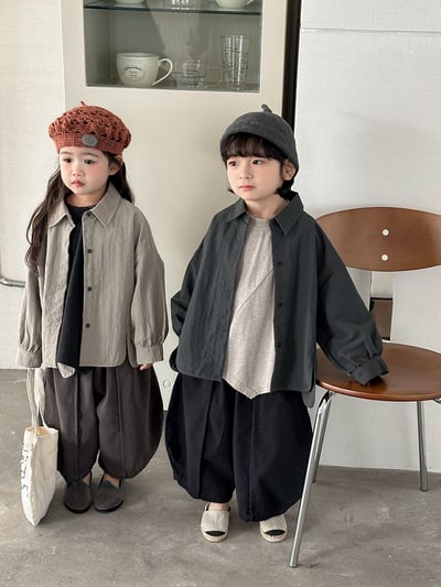 森系復古簡約開衩襯衫外套（自留款)12