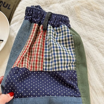 復古拼花布特色中性哈倫長褲(自留款)3