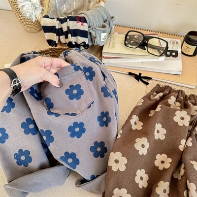 日系花朵寬鬆長褲11