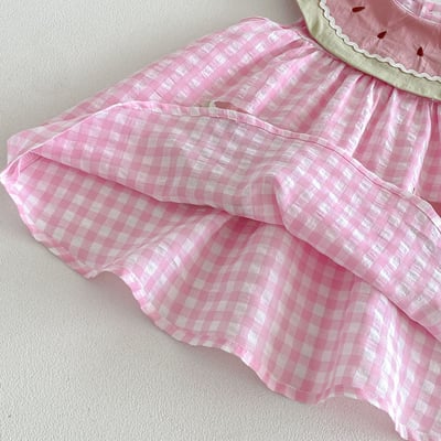 推 ♡ 可愛西瓜領格子姊妹裝9