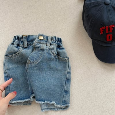 經典簡約下擺抽鬚牛仔五分褲10