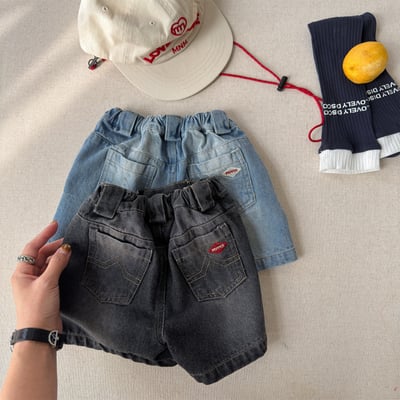 經典牛仔小標五分短褲2
