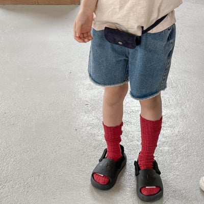 經典簡約下擺抽鬚牛仔五分褲19