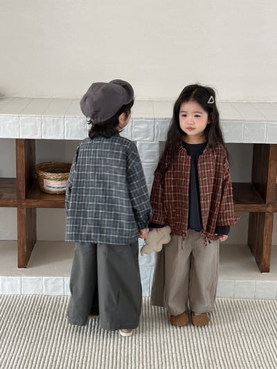 日系格子抽繩襯衫外套14