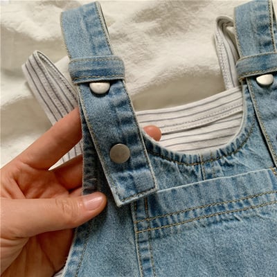 推 ♡ 日系復古寬鬆牛仔吊帶褲5