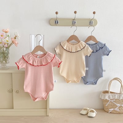 大片花領坑條包屁衣16