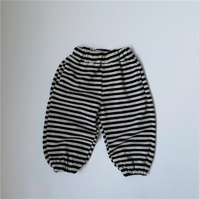 日系條紋縮口棉褲1