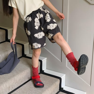 韓系童趣滿版塗鴉布短褲14