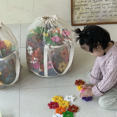 韓系網眼抽繩束口玩具收納袋15