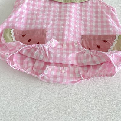 推 ♡ 可愛西瓜領格子姊妹裝10