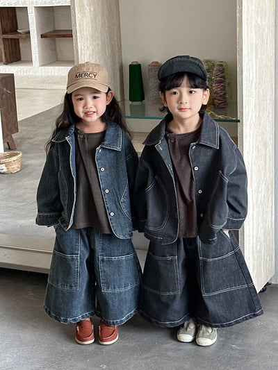 日系明線車縫個性牛仔套裝3