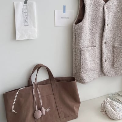 韓系蝴蝶結帆布手提包4