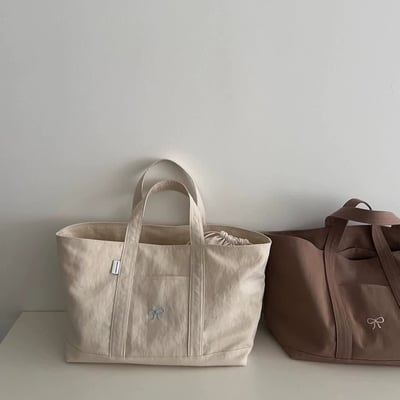 韓系蝴蝶結帆布手提包2