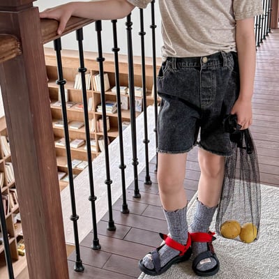 經典簡約下擺抽鬚牛仔五分褲22