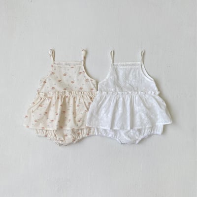 韓系碎花細肩帶包屁衣1