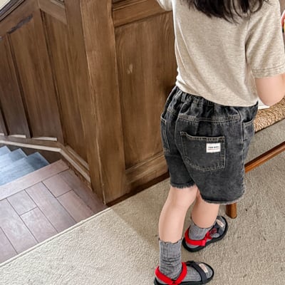 經典簡約下擺抽鬚牛仔五分褲23