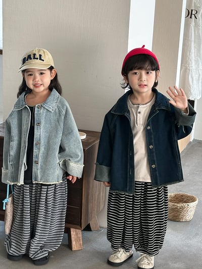 日系條紋蘿蔔寬褲9