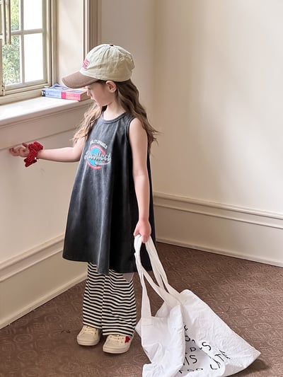 韓系黑白條紋喇叭褲5