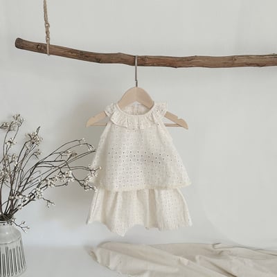 質感簍空刺繡荷葉領套裝3