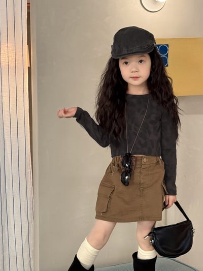 韓系街頭工裝A字短裙8