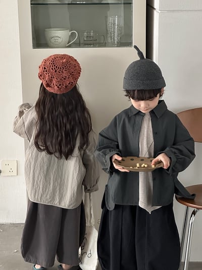 森系復古簡約開衩襯衫外套（自留款)3