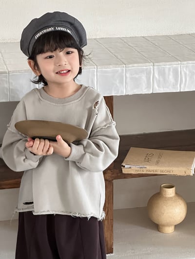 韓系個性破洞毛圈簡約上衣12