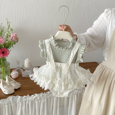 小氣質木耳立領吊帶包屁衣3