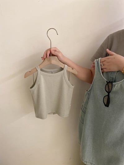 韓系牛仔花苞兩件套洋裝10