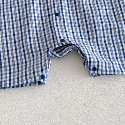 小海軍刺繡熊格子爬服10