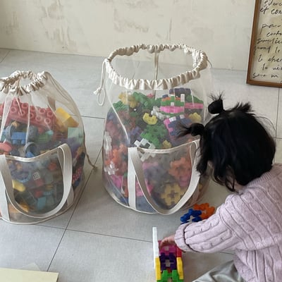 韓系網眼抽繩束口玩具收納袋2