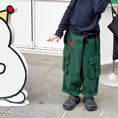 推 ♡ 韓系水洗棉刺繡工裝褲17