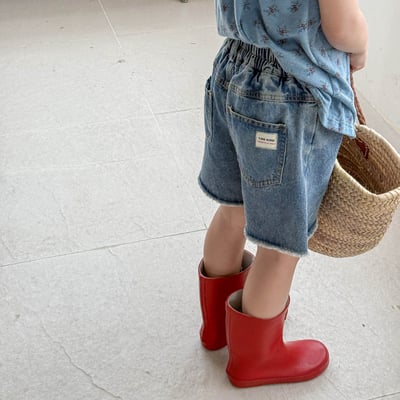 經典簡約下擺抽鬚牛仔五分褲20