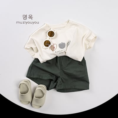 日系簡約後鬆緊五分褲17