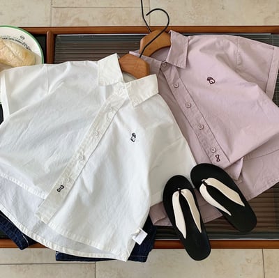 經典小刺繡素色襯衫2