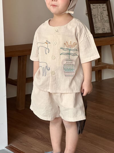 民俗風刺繡棉麻手足套裝9