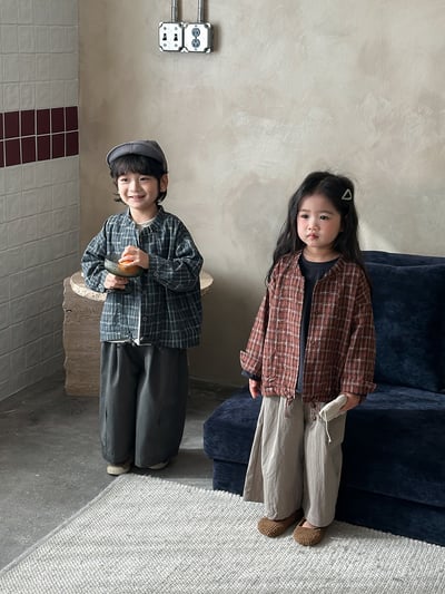 日系格子抽繩襯衫外套11