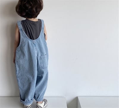 推 ♡ 日系復古寬鬆牛仔吊帶褲8