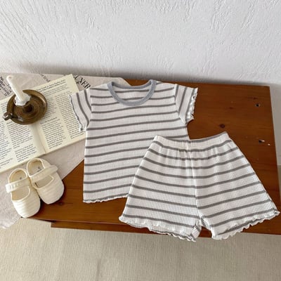 條紋捲邊舒適套裝5