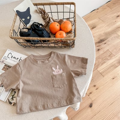 小動物刺繡口袋短版上衣12